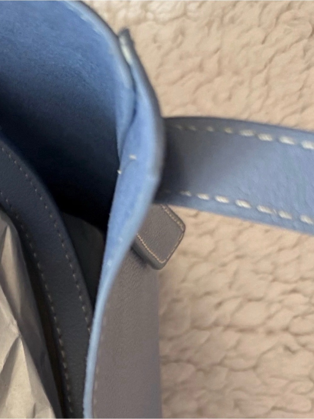 Classic Blue Leather Satchel with Removable Strap - Picture 6 of 6
